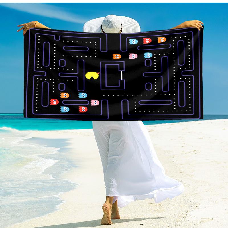 1pc Pacman Adventure beach towel,quick drying absorbent beach towel,outdoor sports swimming beach towel,Soft and comfortable Y73056