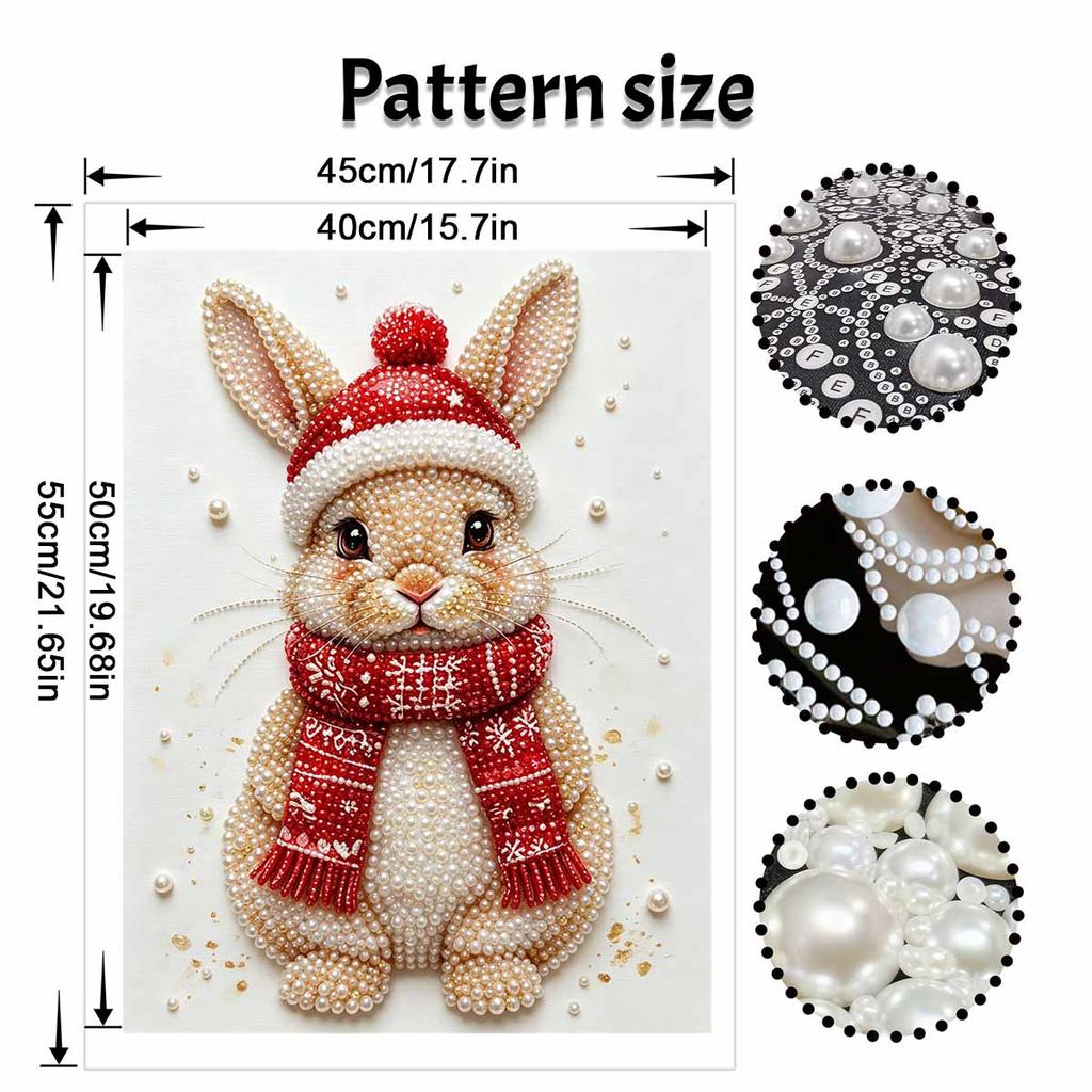Frameless Pearl Painting Kit Festive Rabbit Aesthetic Wall Art DIY Sparkling Bead Canvas Room Decor Creative Craft Gift Idea