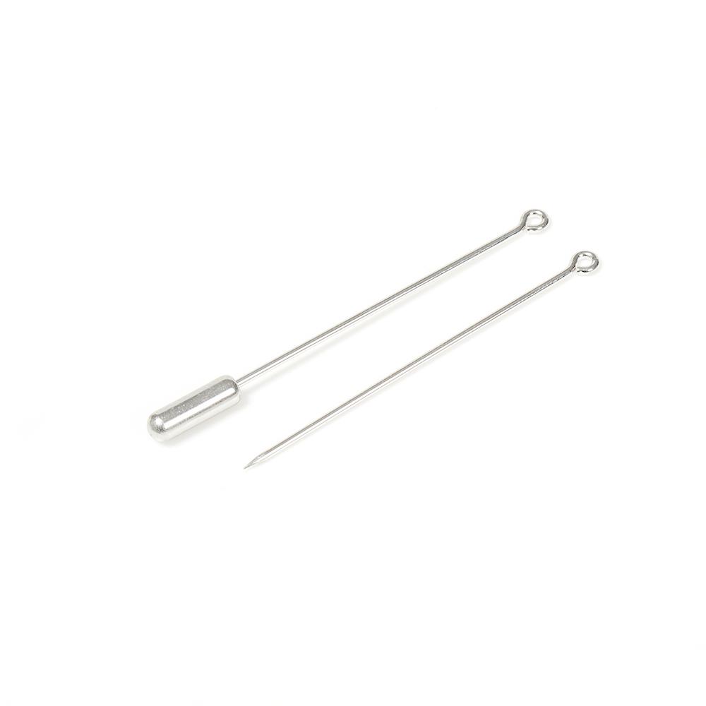 20pcs DIY Brooch Pin Base 50/70mm Long Brooch Pin Settings Loop Eye Brooch Safety Stopper Jewelry Making Components Wholesale