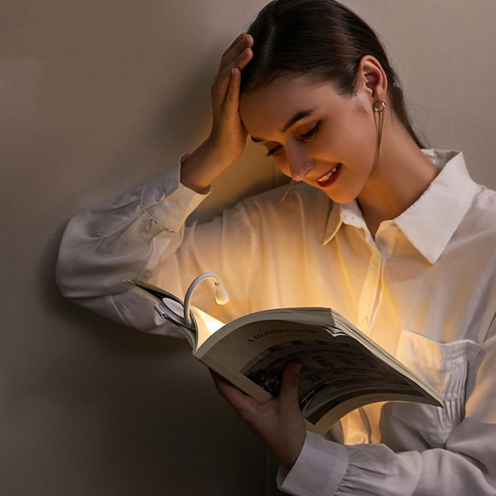 ABS Mini Rechargeable Reading Light Eye-Care Reading Light For Books In Bed Flexible Gooseneck Clip On Light For Book Lovers
