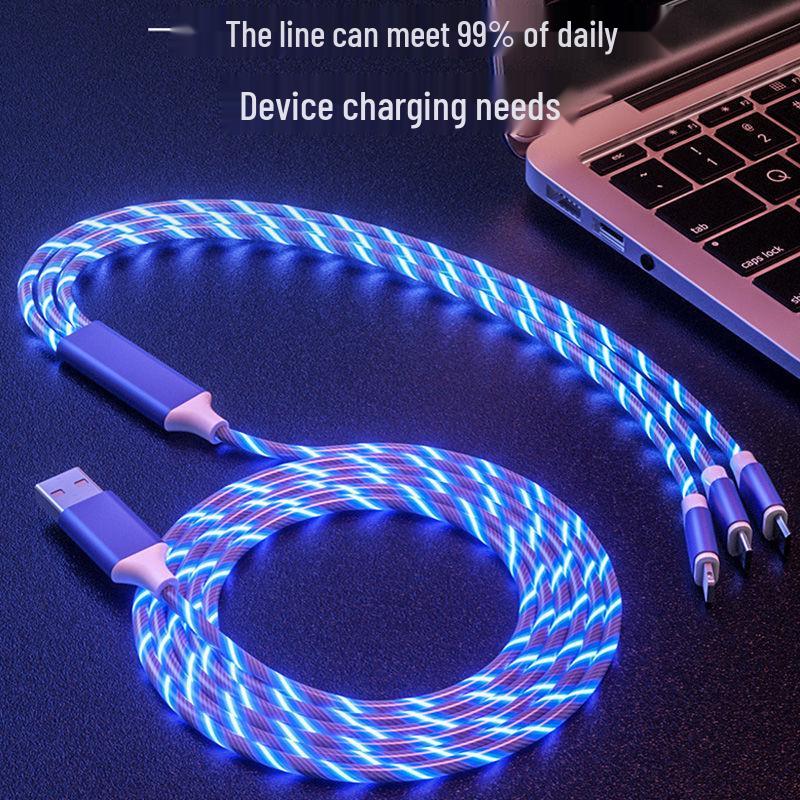 Colorful Luminous Fast Charging Cable with Marquee Light for Apple, Android, and Type-C Devices
