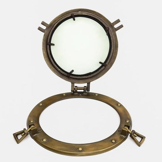 Brass Porthole Mirror Nautical Maritime Wall Decor 38.1 cm Home Office Wedding Anniversary Christmas New Year Biethday Gift
