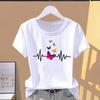 (Asian Size)  Print Casual watercolor flower cute Women's Top Short Sleeve T-shirts Fashion Female T Clothing  Graphic Tee