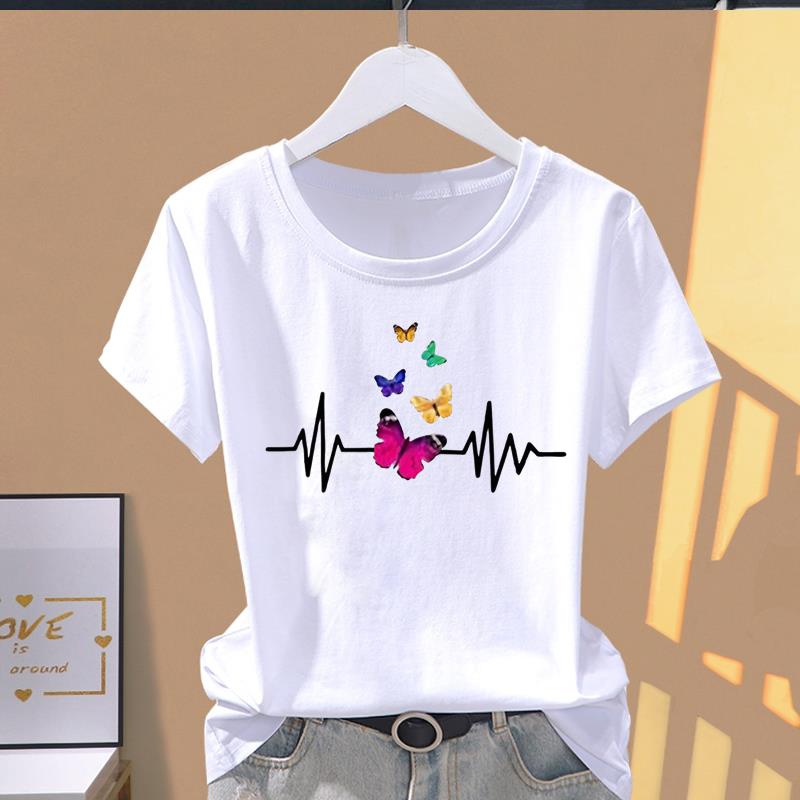 (Asian Size)  Print Casual sweet love trend style Women's Top Short Sleeve T-shirts Fashion Female T Clothing  Graphic Tee