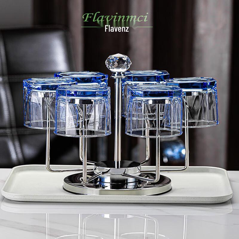 Flevance Sapphire Blue Octagonal Tempered Glass Set