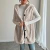 Women's Solid Color Sleeveless Casual Double-sided Plush Button Hooded Vest