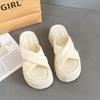 Fashion versatile thick-soled heightening one-word slippers 2025 summer new fairy wind open-toed cross outer wear female cool slippers