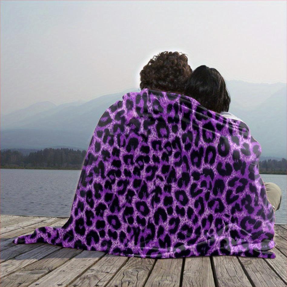 Royal Purple Leopard Blanket Reversible Flannel Throw for Luxe Style AllSeason Comfort Regal Elegance Gift