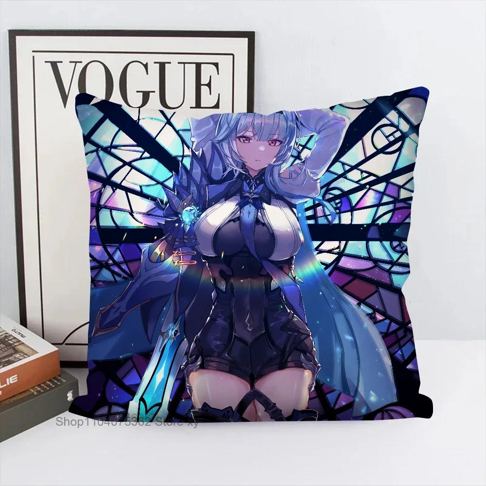 1Pc Game Anime Genshin Impact Eula Lawrence Pillow Case Square Pillow Cushion Cover Bedroom Sofa Room Decoration Casual