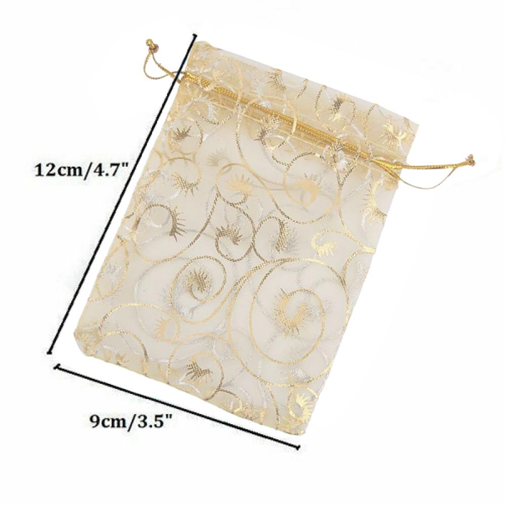 100PCS Bolsas de Organza Bolsas para Joyas Bolsas de Malla Pequeñas con Cordón Bolsas de Regalo Tarjetas para Collares Bolsas de Regalo Bolsas de Favor para Fiesta de Boda Bolsas de Muestra para Dulces