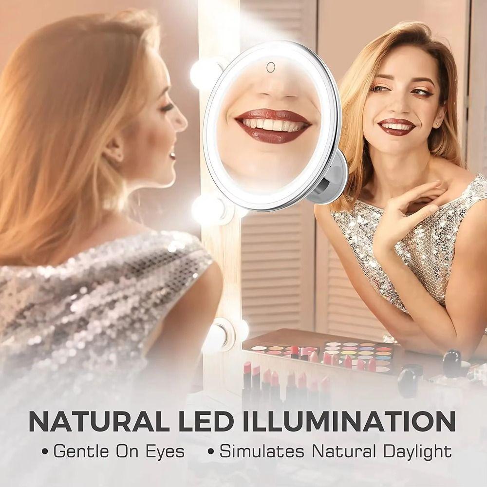 Flexible 10x Magnifying LED Light Desktop Mirror 3 Color Lighting Modes Cosmetic Mirrors  Dorm