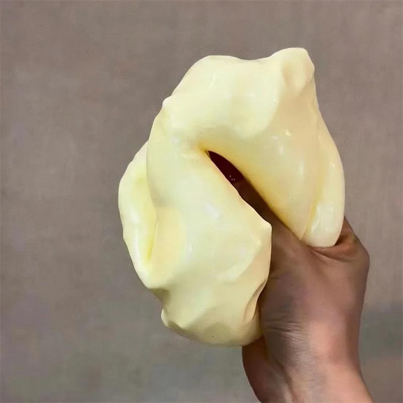 Jumbo Cheese Cube Stress Ball Cheese Shapeable Squeeze Ball Non-Bounce Fidget ASMR Sensory Anti-Stress Christmas Gift