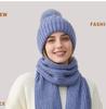 Knitted Hat Scarf Gloves Women's Winter Thick Ear-Warming Hat and Neck Warmer Set 3Pcs