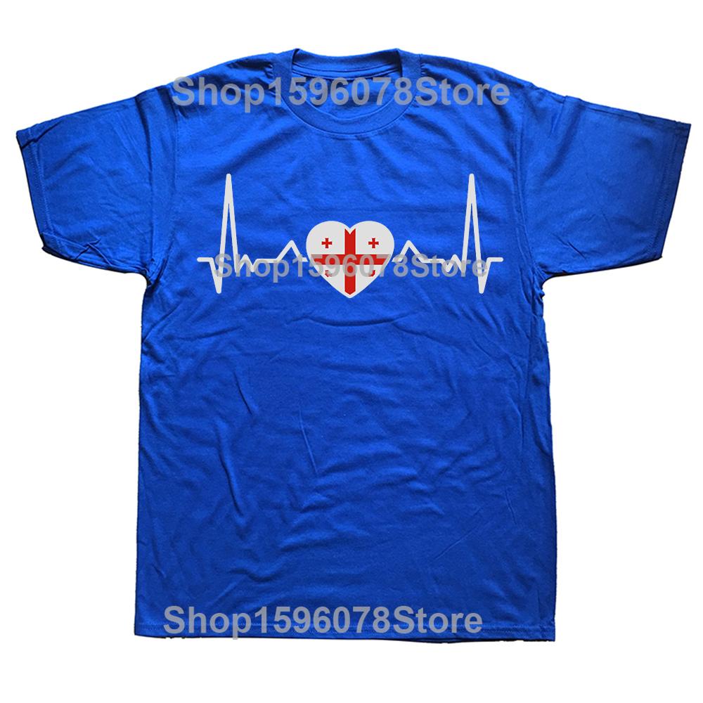 Funny Georgia Heartbeat Georgian Flag Adult TShirt Summer Men Fashion T Shirts Cotton Short Sleeve Oversized Loose Tshirt Tops