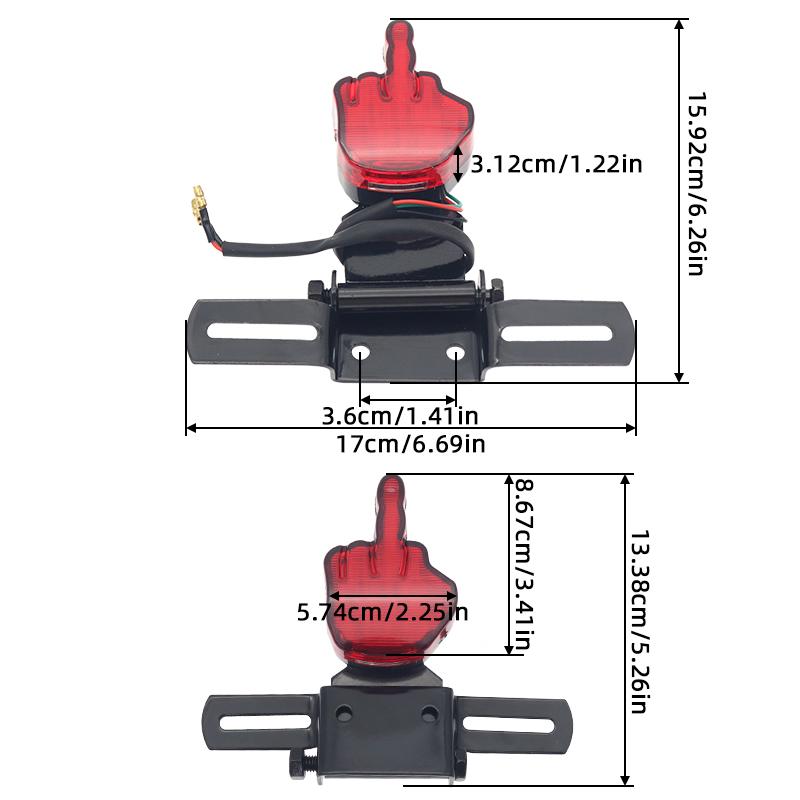 Universal Fun Motorrad Bremslicht Hinten Kennzeichen Rücklicht Retro Rot Rücklicht Rot LED Brems Zeichen
