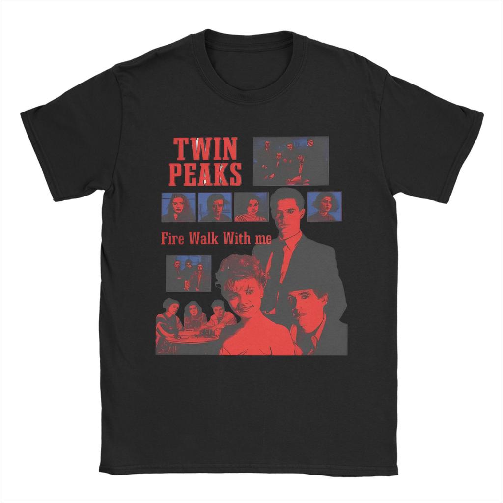 Twin Peaks Dale Cooper Fire Work Men's T Shirts TV Show Novelty Tee Shirt Short Sleeve Round Neck T-Shirt Cotton Summer merch