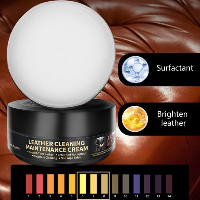 Leather Cleaning Balm Leather Clean Cream for Efficient Stain Removal & Shine Restoration for Various Leather Goods