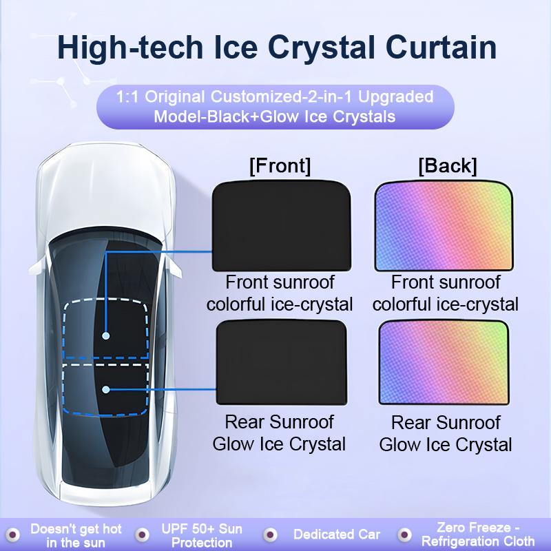 Upgrade Ice Crystal Sunroof Sunshade For VOLVO EX30 2023 2024 2025 Roof Split Sun Shades Glass Roof Front Rear Skyline Car Tools
