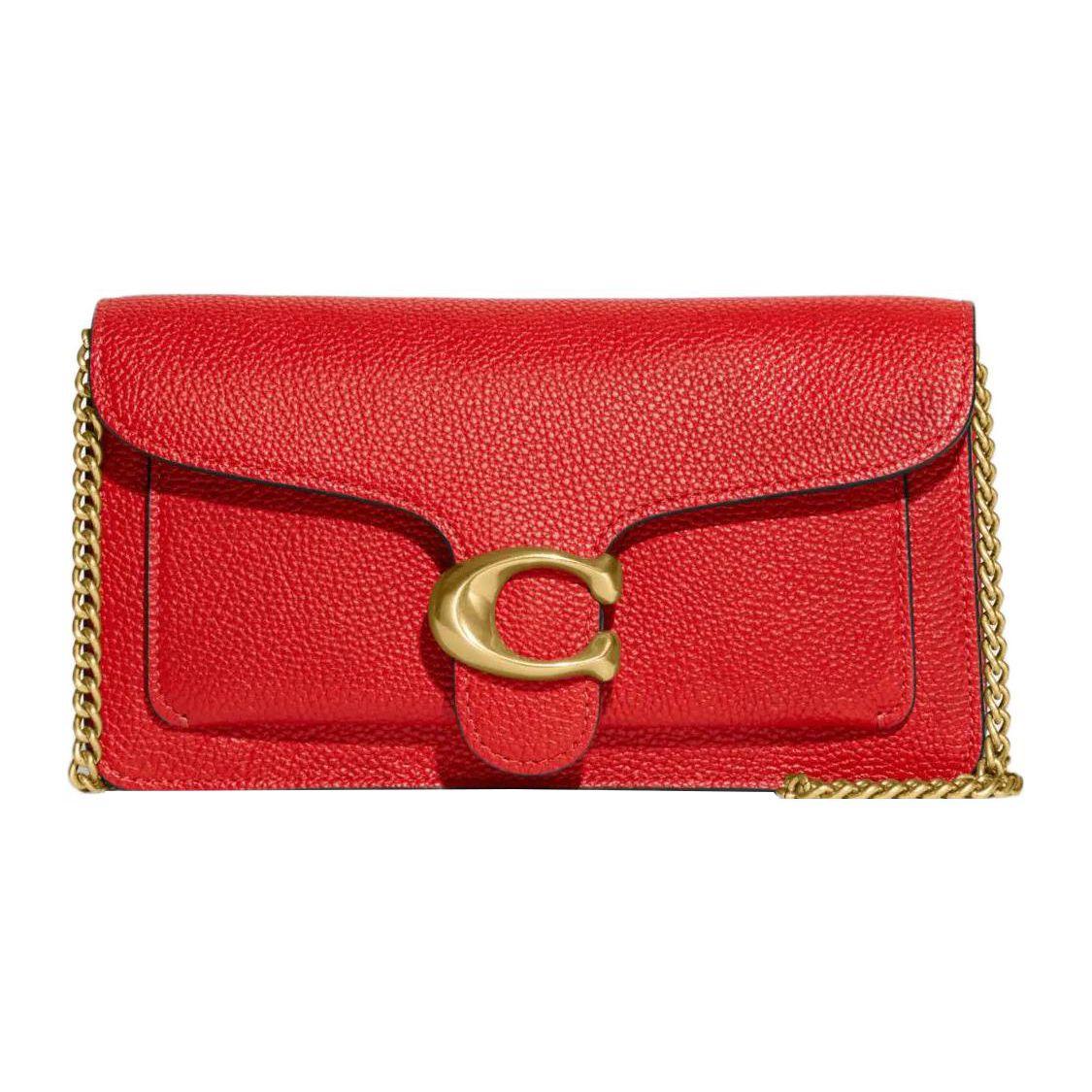 

Coach 20 Button Closure Chain Pebble Leather Shoulder Crossbody Clutch Small Women Handbags Red CE772-B4PJ6 Basic Set (Bag+Dust Bag)