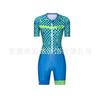Womens Summer Cycling Tri Suit Short Sleeve Blue Polka Dot Quick Dry Mesh Bike Wear
