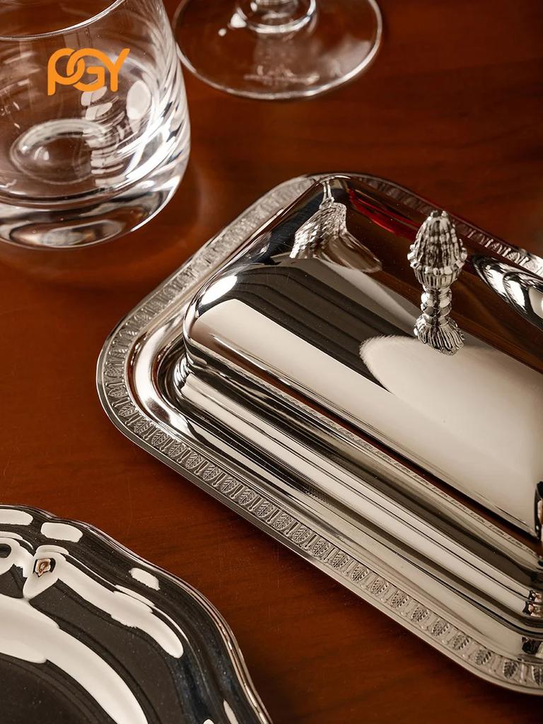 Stainless Steel Butter Dish with Lid, Luxury Butter Tray for Countertop, High-Quality Butter Container for Home Decor, Kitchen