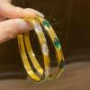 18K Gold Plated Zircon Oval Textured Bangle - Luxury High-End Bracelet for Fashion and Commuting