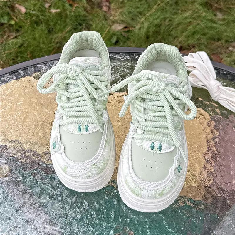 Fashion Lace Up Round Toe Shoes for Women Casual Korean On Offer 2025 New High Quality Vulcanized Shoe Trends Cheap 39 Woman Footwear