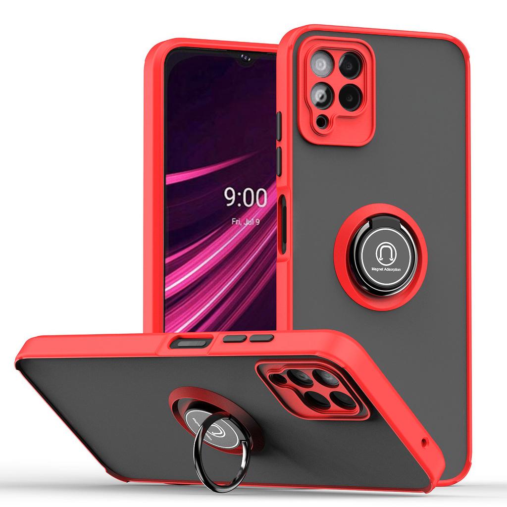 for Revvl V+ 5G Matte Phone Cover,Metal Ring Magnetic Kickstand Shockproof Case for T-Mobile REVVL 6/Revvl 6 Pro
