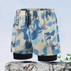 Junwen Men's Loose-Fit Double-Layer Printed Swim Trunks