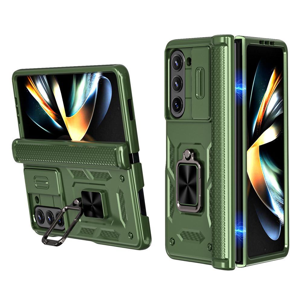 Hinge Protection Phone Case for Samsung Galaxy Z Fold 6 5G Heavy Duty Protective Cover with 360° Magnetic Ring Stand Kickstand