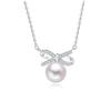 Stylish S925 Sterling Silver Bow Necklace with Freshwater Pearl – Fresh, Versatile Clavicle Chain for Women.