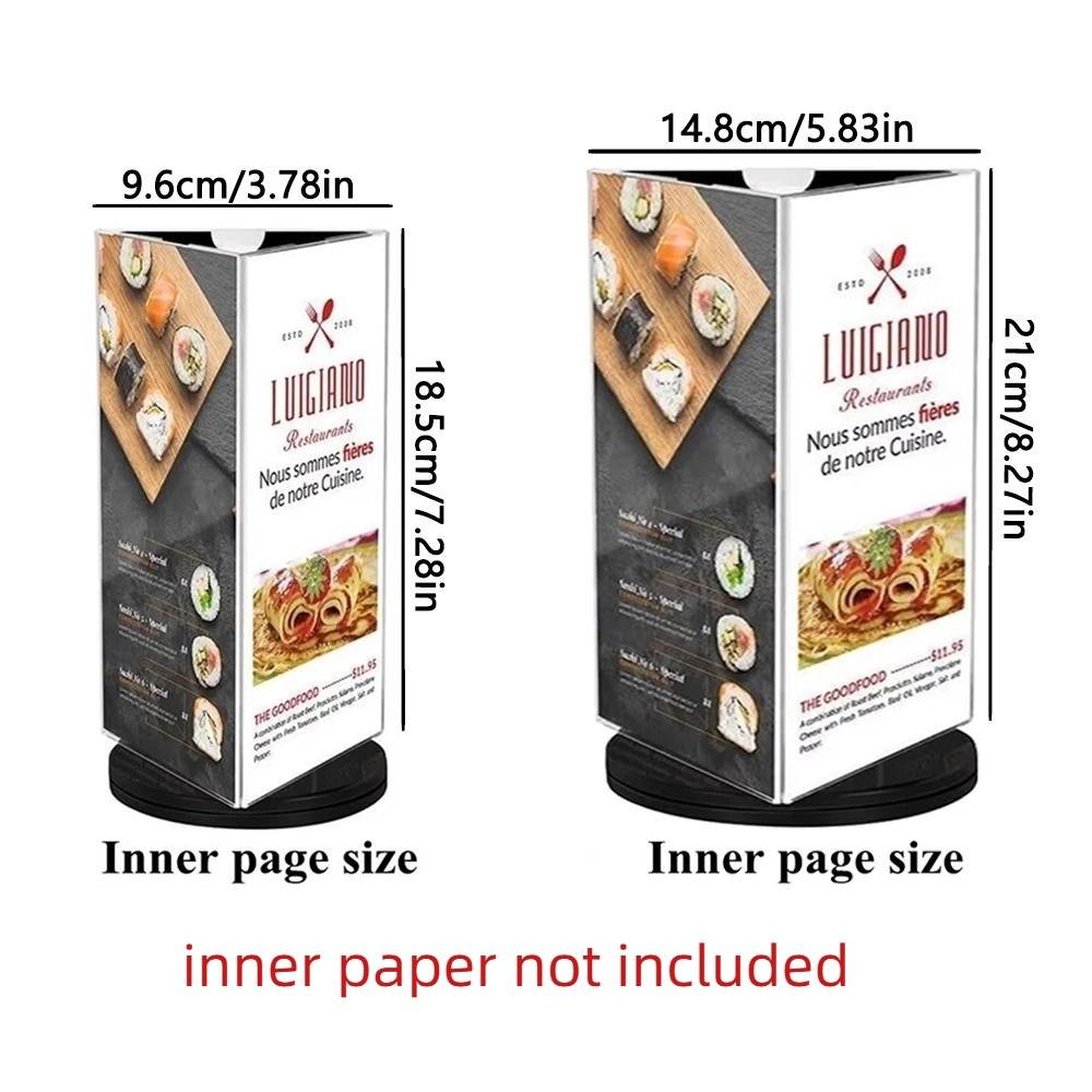 Three Side Menu Sign Holder Smooth swivel Desktop Flyer Frame Retail Signage