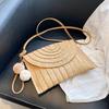 Summer Beach Handmade Straw Woven Clutch Elegant Women'S Casual Shoulder Crossbody Bag With Detachable Shoulder Belt