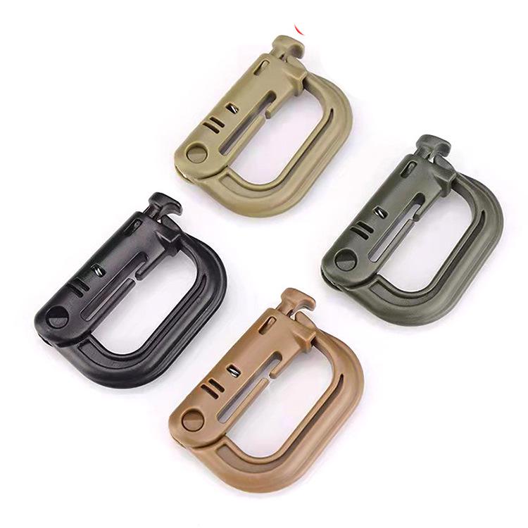 Moschettone tattico leggero tipo D: Plastica-Acciaio Accessorio Rapido per Alpinismo e Zaino (ITW GRIMLOC)