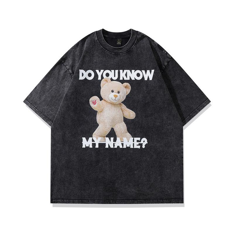 Guochao Gewaschenes Altes Animations-T-Shirt Kurzarm Herren und Damen Amerikanischer Retro Street Hip-Hop Trendiges Paar Halbarm