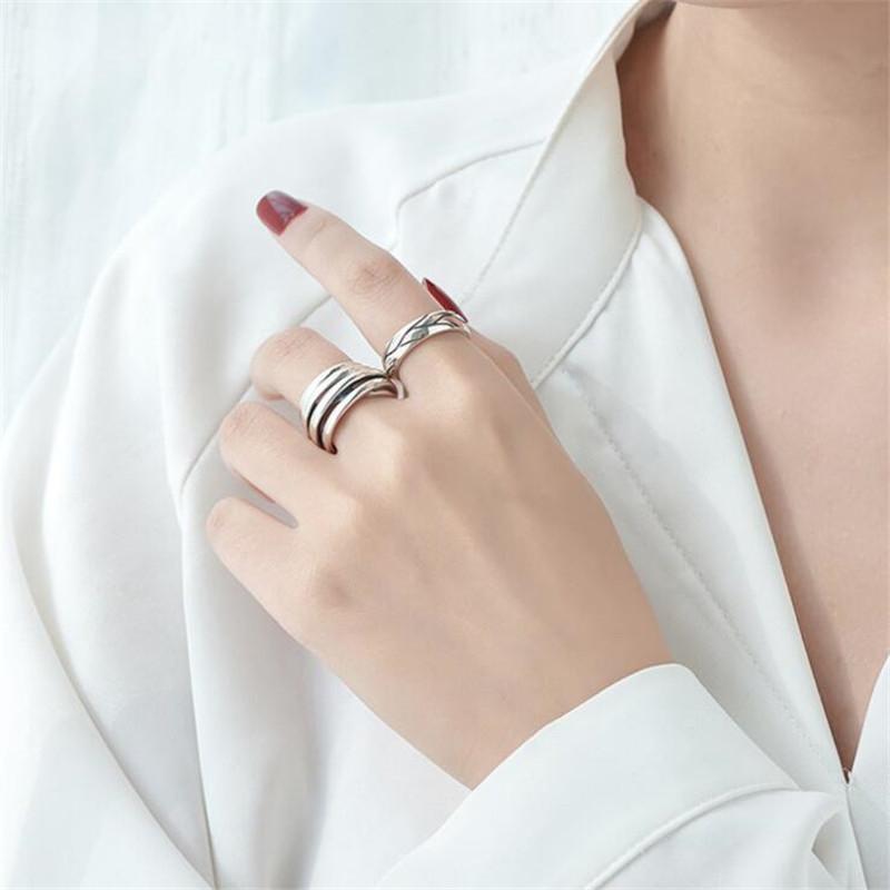 New Arrival Exquisite Thai Silver Crack 925 Sterling Silver Plated Jewelry Simple Tree Pattern Personality Opening Rings TYB438