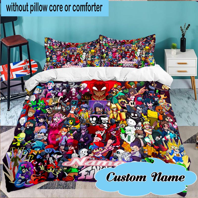 Custom Name 3PCS Friday Night Bedding Set Including 1pc Duvet Cover And 2pcs Pillowcases for Bedroom, Dormitory Gift Home Decor