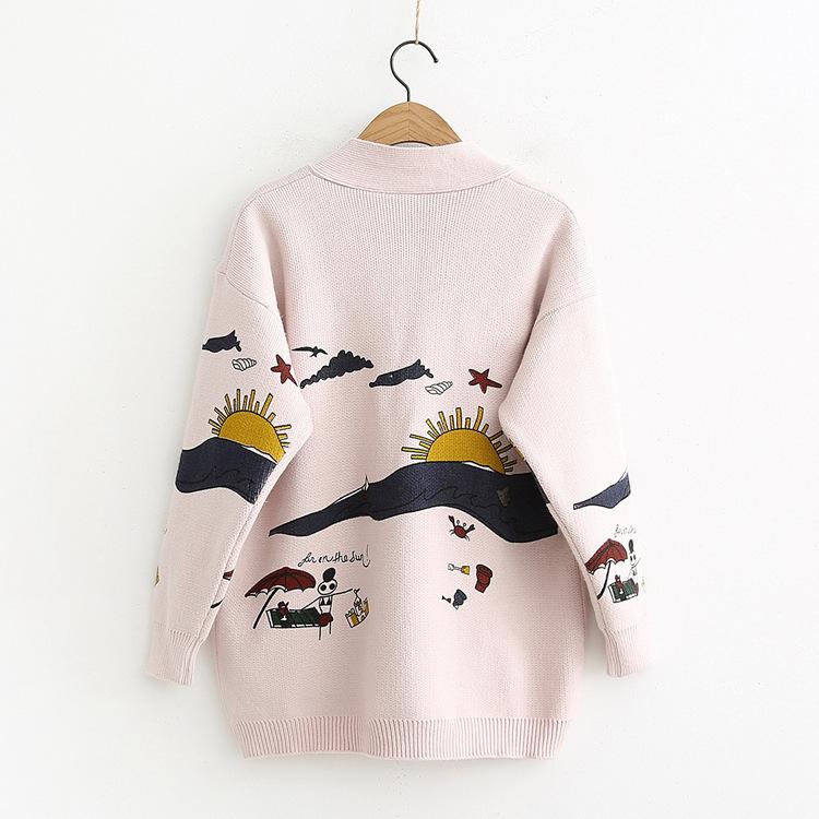 GMXIA Maglioni larghi con scollo a V a maniche lunghe autunno inverno stampa tinta unita moda casual da donna
