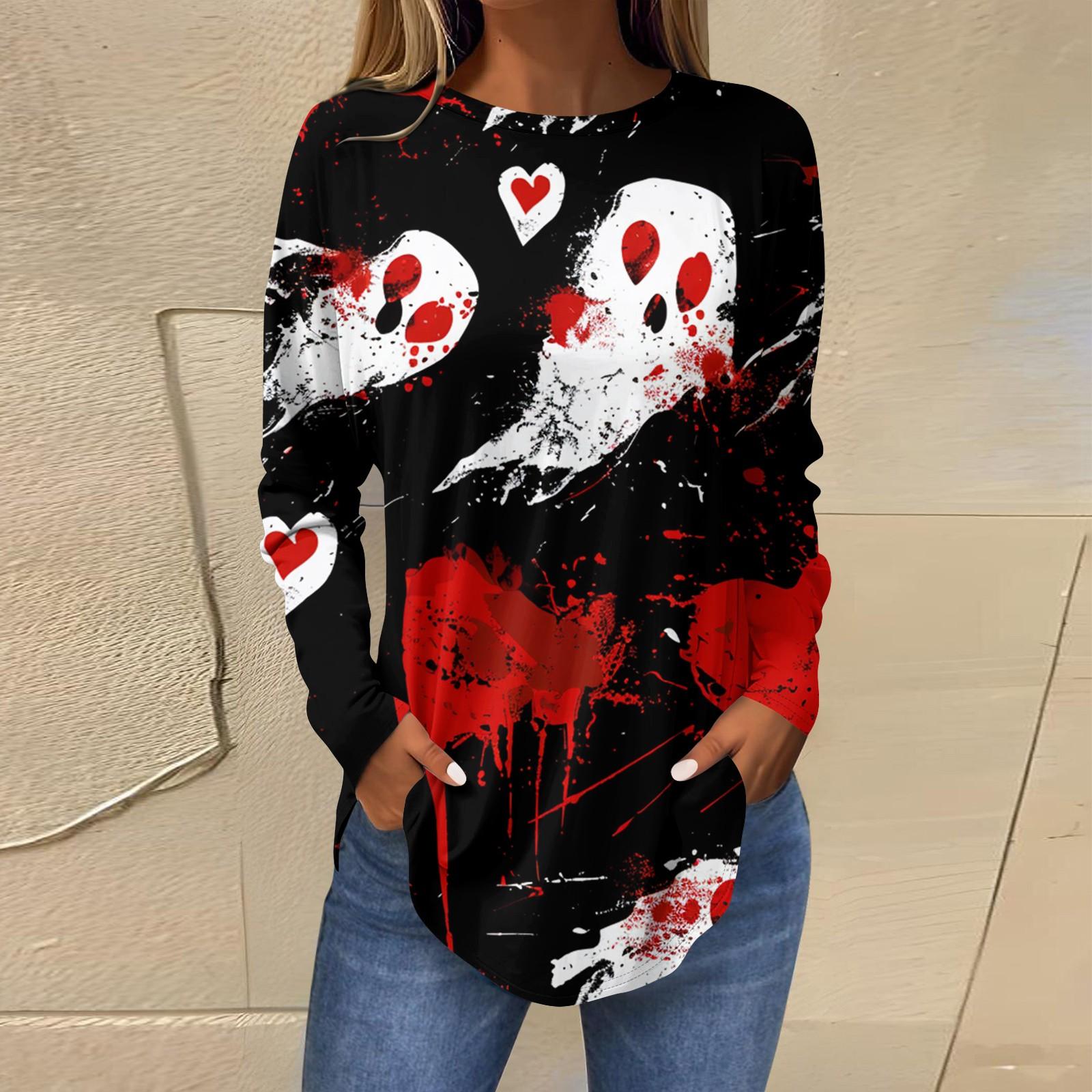 

Модные женские повседневные топы с длинными рукавами и круглым вырезом с принтом S