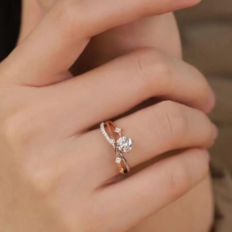 Two-Tone Moissanite Diamond AU750 White Gold Couple s Rings for Engagement or Wedding - Men s and Women s Matching Pair Size 18