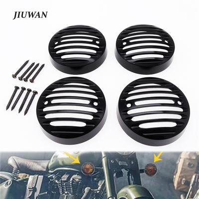 4 peças protetor de luz de seta de motocicleta indicador piscando grade preta capa de acabamento para royal enfield classic 500 pegasus