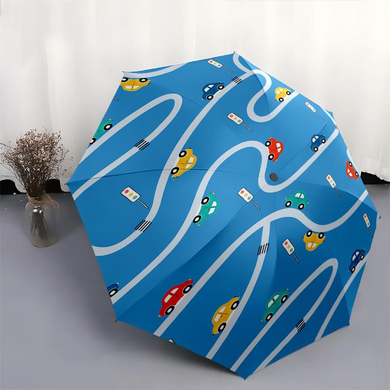 Traffic, Cars- Automatic Umbrella, Four Seasons Portable Folding Umbrella, Suitable for Men and Women, Travel, Daily Compact Umbrella, Outdo