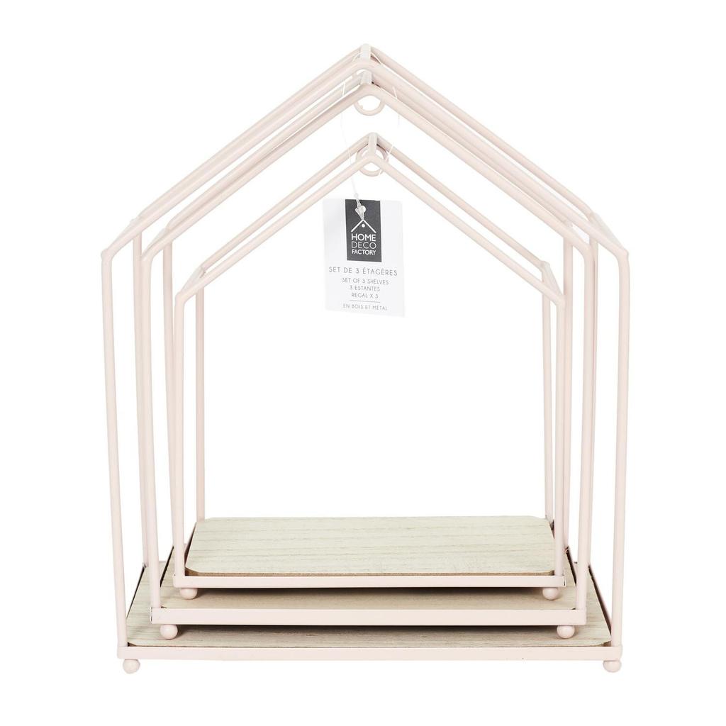 Set Of 3 Shelves, Pink House