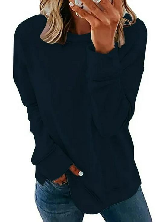 European & American Women's Round Neck Solid Color Long Sleeve Autumn Hoodie Pullover (2024)