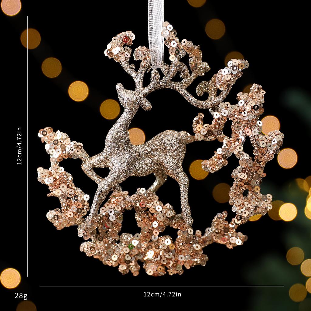 Christmas Decorations Acrylic Sequins Snowflake Elk Wreath Xmas Tree Hanging Pendant Glitter Ornament For Xmas New Year Party