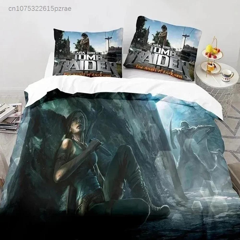 3D-Druck Spiel Tomb Raider Bettwäsche-Set Schlafzimmer Weiche Moderne Tagesdecken Bequeme Kinder Bettbezug Bettdeckenbezug Und Kissenbezug
