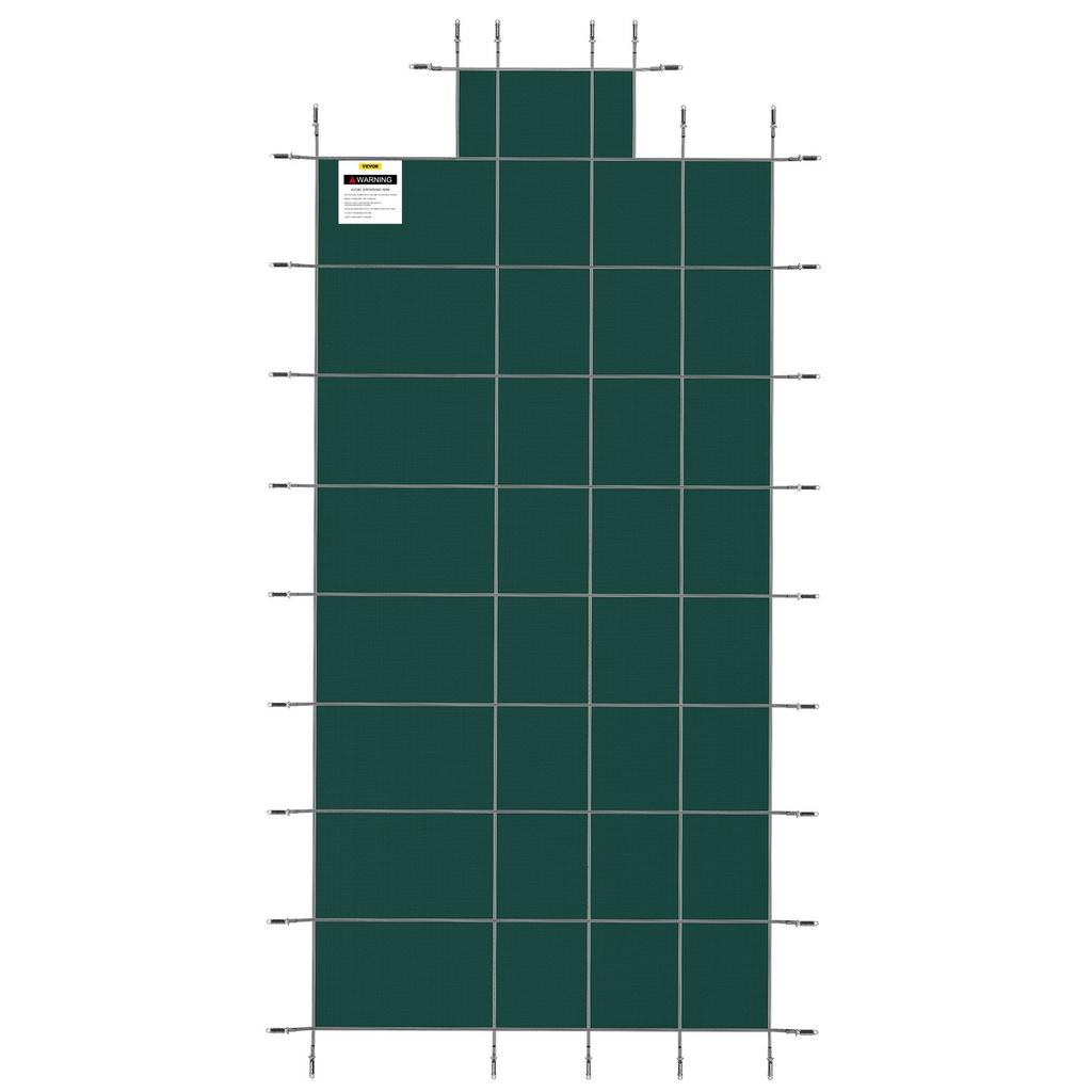 Pool Safety Cover Fits 18x36ft Rectangle Inground Pools, Safety Pool Cover with 4x10ft Center End Step, Mesh Solid Pool Cover with Drainage Holes for