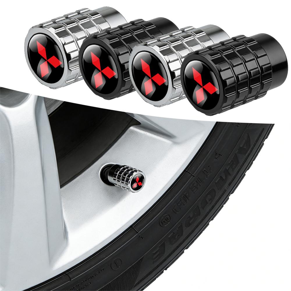4Pcs Car Tire Valve Caps Metal Wheel Dust Covers Accessories For Mitsubishi Outlander RalliArt ASX Pajero Lancer Interior Decor