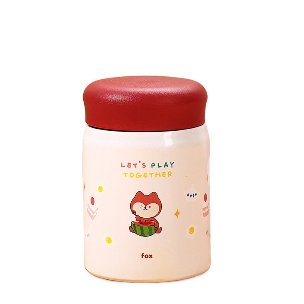 

Stainless Steel Mini Vacuum Flask Cartoon Outdoor Congee Pot Thermal Lunch Box Outdoor Sports красный