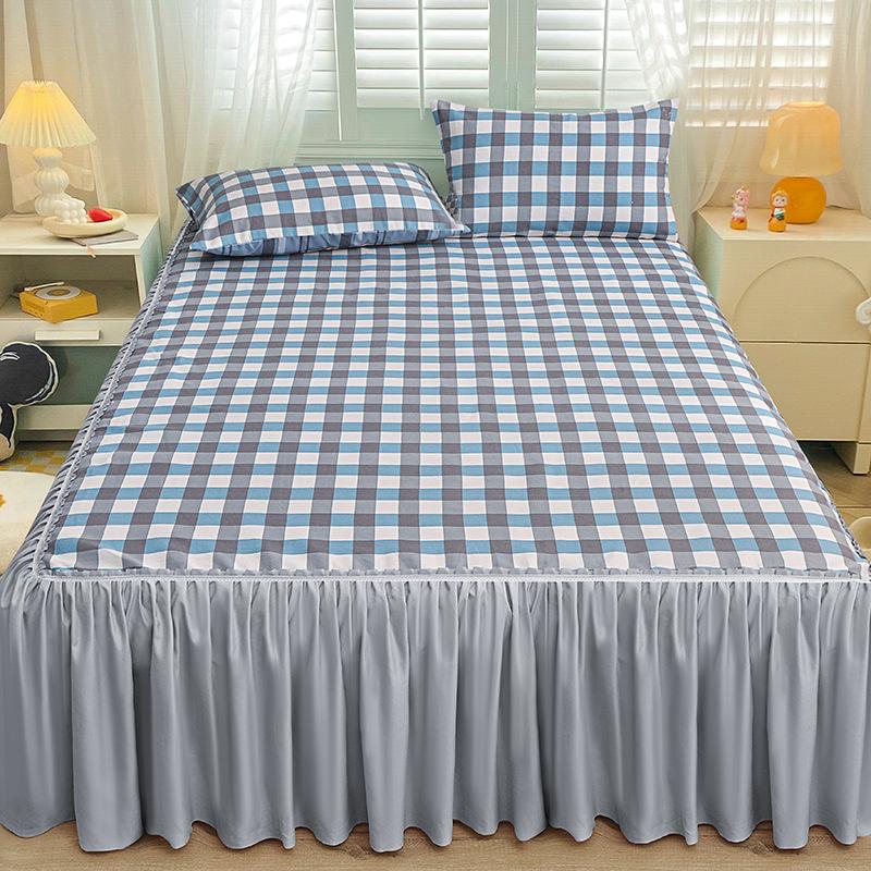Bedroom Household Single-piece Sanding Bed Skirt Solid Color Skin-friendly Bedspread Bed Cover Bedroom Student Dormitory Sheets